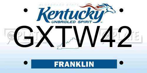GXTW42 Kentucky License Plate