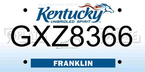 GXZ8366 Kentucky License Plate