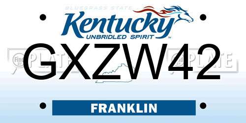 GXZW42 Kentucky License Plate