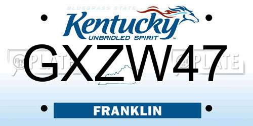 GXZW47 Kentucky License Plate