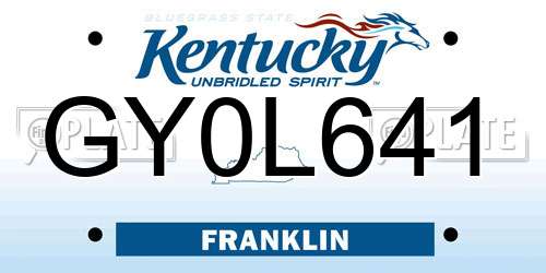 GY0L641 Kentucky License Plate