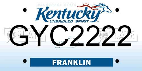GYC2222 Kentucky License Plate