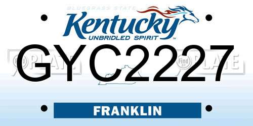GYC2227 Kentucky License Plate