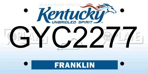 GYC2277 Kentucky License Plate