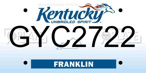 GYC2722 Kentucky License Plate