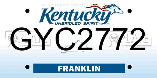 GYC2772 Kentucky License Plate