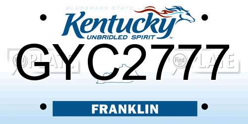 GYC2777 Kentucky License Plate