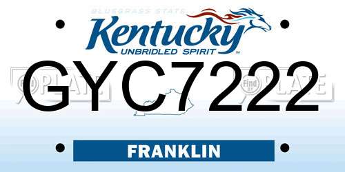 GYC7222 Kentucky License Plate