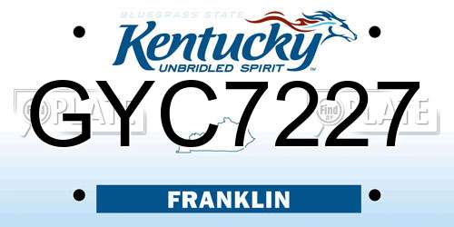 GYC7227 Kentucky License Plate