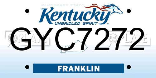 GYC7272 Kentucky License Plate