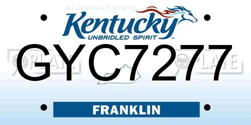 GYC7277 Kentucky License Plate