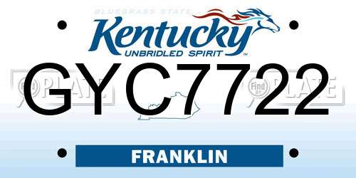 GYC7722 Kentucky License Plate