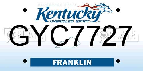 GYC7727 Kentucky License Plate