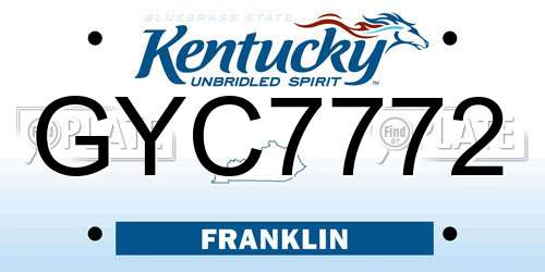 GYC7772 Kentucky License Plate
