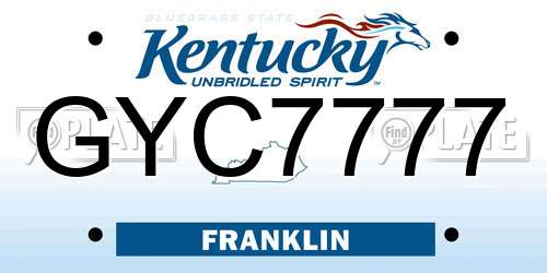 GYC7777 Kentucky License Plate