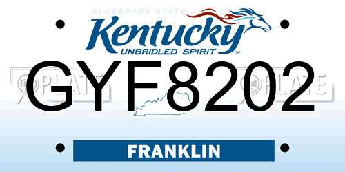 GYF8202 Kentucky License Plate