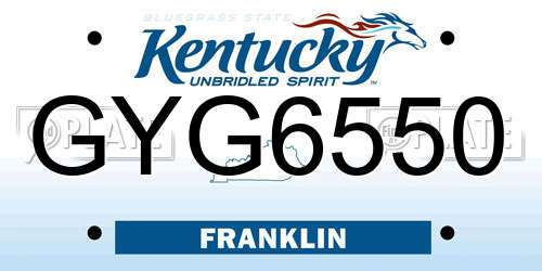 GYG6550 Kentucky License Plate