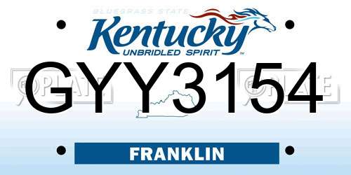 GYY3154 Kentucky License Plate