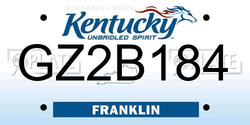GZ2B184 Kentucky License Plate
