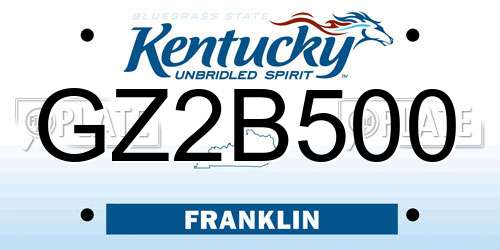GZ2B500 Kentucky License Plate
