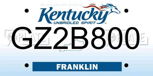 GZ2B800 Kentucky License Plate