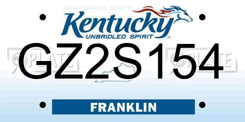 GZ2S154 Kentucky License Plate