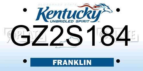 GZ2S184 Kentucky License Plate