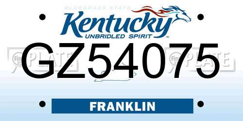 GZ54075 Kentucky License Plate