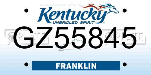 GZ55845 Kentucky License Plate