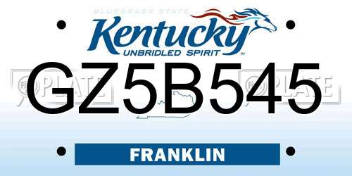 GZ5B545 Kentucky License Plate