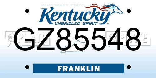 GZ85548 Kentucky License Plate