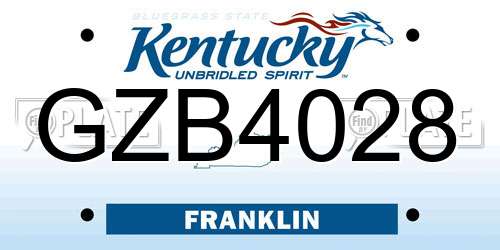 GZB4028 Kentucky License Plate