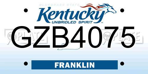 GZB4075 Kentucky License Plate