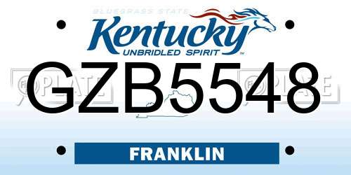GZB5548 Kentucky License Plate