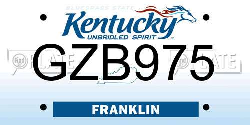 GZB975 Kentucky License Plate