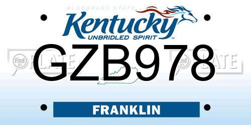 GZB978 Kentucky License Plate