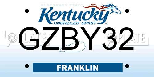 GZBY32 Kentucky License Plate
