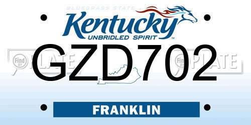 GZD702 Kentucky License Plate