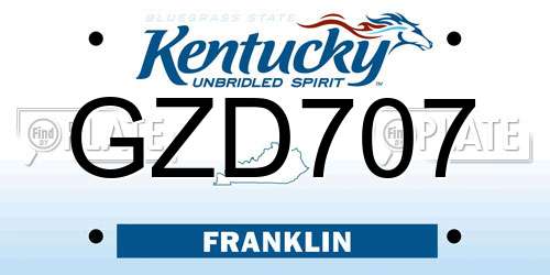 GZD707 Kentucky License Plate