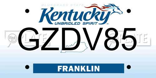 GZDV85 Kentucky License Plate