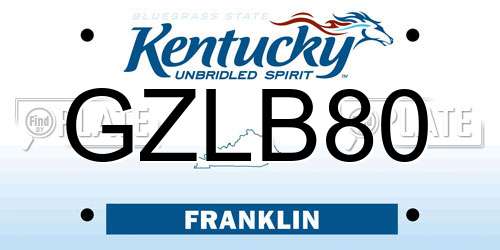 GZLB80 Kentucky License Plate