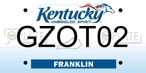 GZOT02 Kentucky License Plate