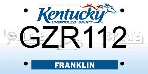 GZR112 Kentucky License Plate