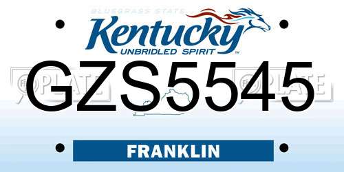 GZS5545 Kentucky License Plate