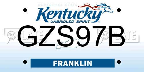 GZS97B Kentucky License Plate