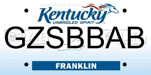 GZSBBAB Kentucky License Plate