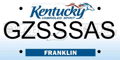 GZSSSAS Kentucky License Plate