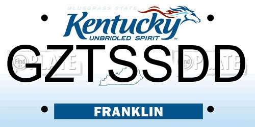 GZTSSDD Kentucky License Plate