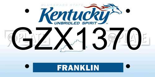 GZX1370 Kentucky License Plate
