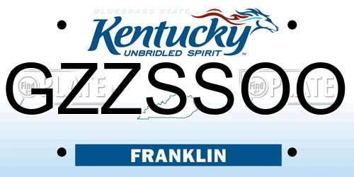 GZZSSOO Kentucky License Plate